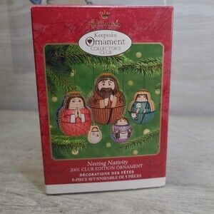 Hallmark Keepsake Collector's Club Nesting Nativity 2001 Ornament Set 5pc NEW